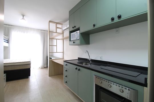 Cozinha de kitnet/studio para alugar com 1 quarto, 25m² em Vila Olímpia, São Paulo