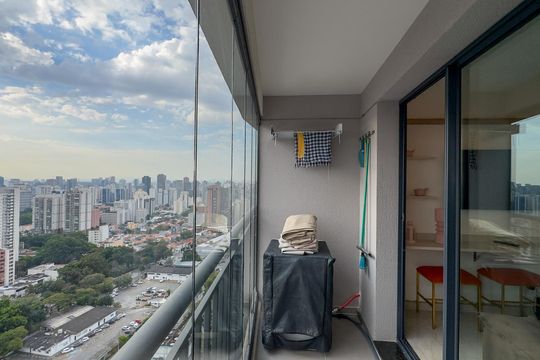 Sacada de apartamento à venda com 1 quarto, 34m² em Santo Amaro, São Paulo