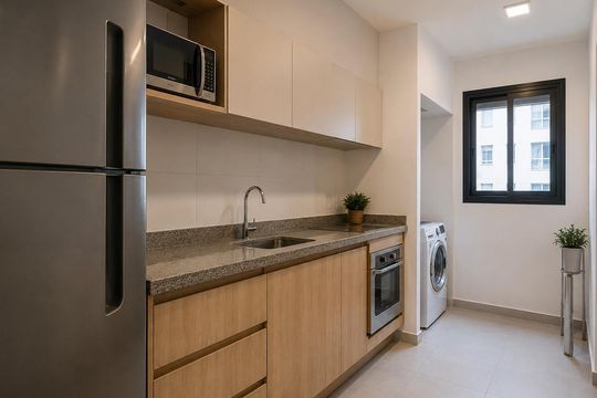 Cozinha de apartamento para alugar com 2 quartos, 39m² em Jardim São Luís, São Paulo