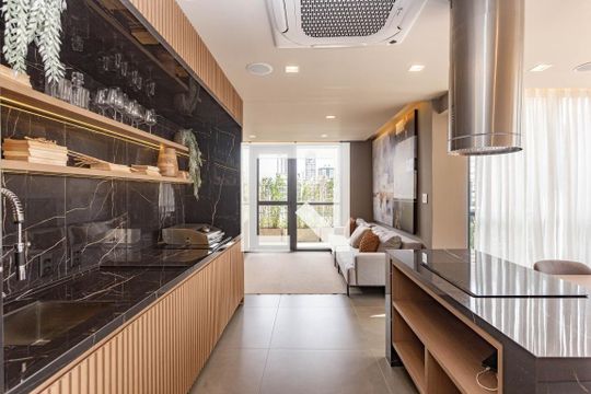 Espaço gourmet de kitnet/studio para alugar com 1 quarto, 28m² em Liberdade, São Paulo