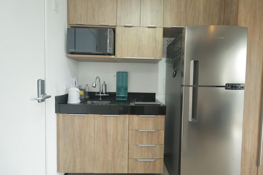 Cozinha de apartamento para alugar com 1 quarto, 21m² em Vila Mariana, São Paulo