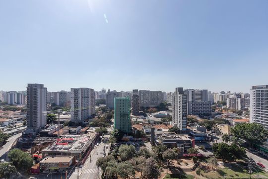Vista da Varanda de apartamento à venda com 1 quarto, 44m² em Campo Belo, São Paulo