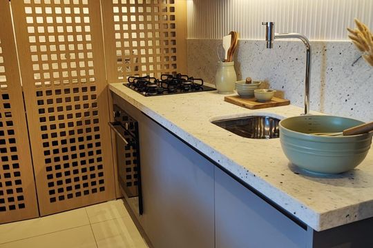 Cozinha de apartamento à venda com 2 quartos, 44m² em Água Branca, São Paulo