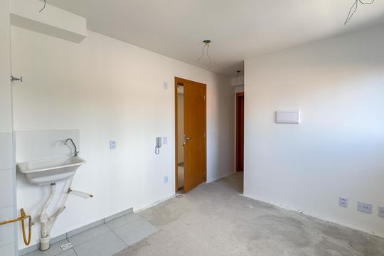 Sala, Cozinha e Área de Serviço de apartamento à venda com 1 quarto, 27m² em Jardim Caravelas, São Paulo
