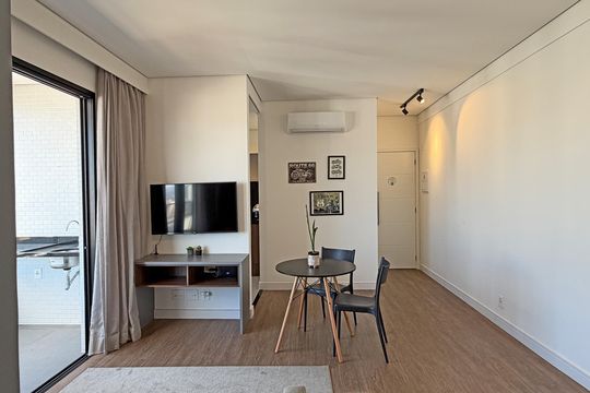 Sala de apartamento para alugar com 1 quarto, 59m² em Ponta da Praia, Santos