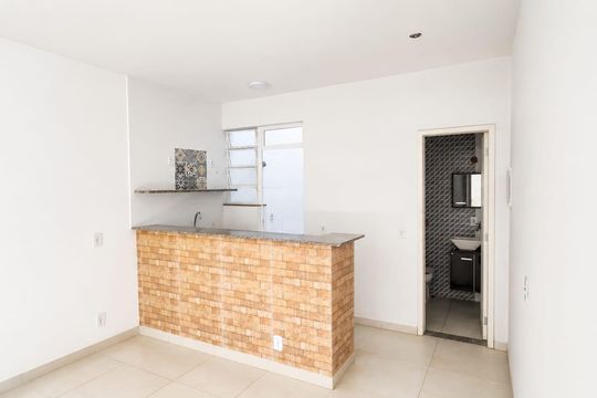 Sala/Cozinha de kitnet/studio para alugar com 1 quarto, 47m² em Ramos, Rio de Janeiro