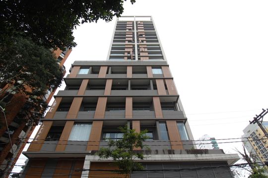 Fachada do Prédio de kitnet/studio para alugar com 1 quarto, 25m² em Indianópolis, São Paulo