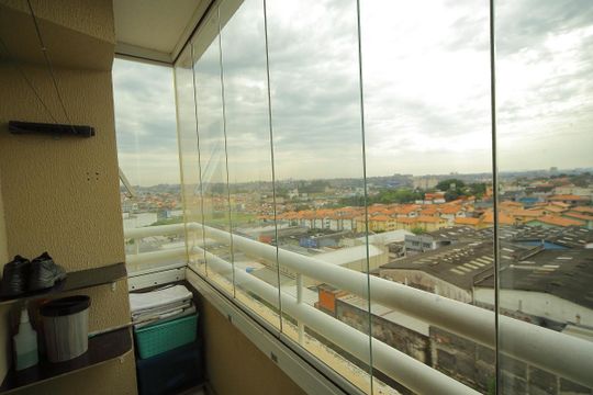 Varanda da Sala  de apartamento para alugar com 2 quartos, 55m² em Conjunto Residencial Pombeva, São Bernardo do Campo