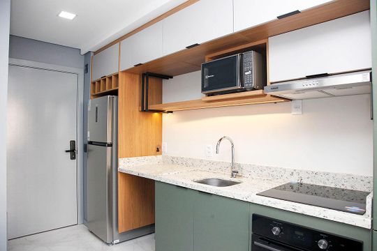 Cozinha de apartamento para alugar com 1 quarto, 34m² em Cidade Baixa, Porto Alegre