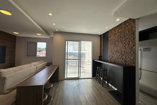 Sala de apartamento à venda com 1 quarto, 57m² em Jardim do Líbano, Barueri