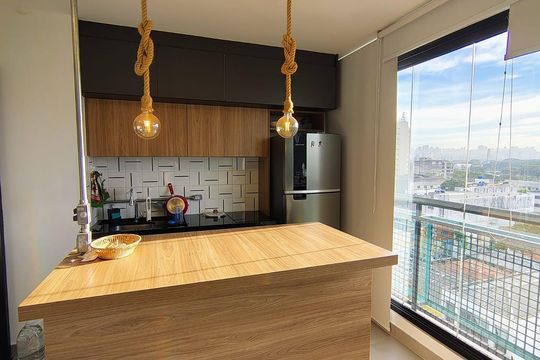 Cozinha de apartamento à venda com 1 quarto, 33m² em Bom Retiro, São Paulo