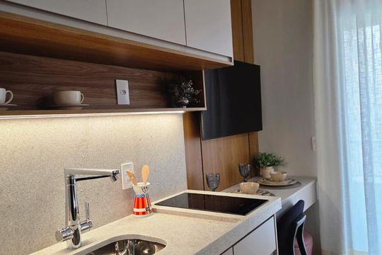 Cozinha de apartamento à venda com 1 quarto, 22m² em Bela Vista, São Paulo