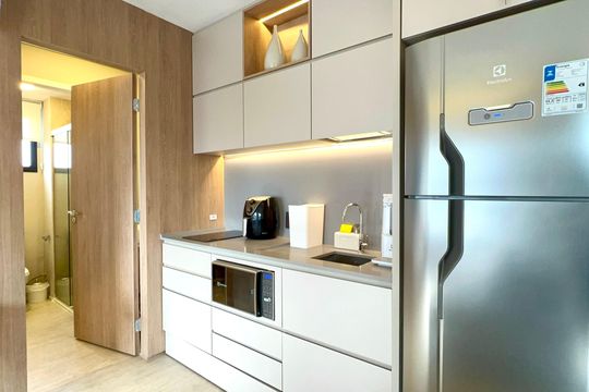 Cozinha de apartamento à venda com 1 quarto, 37m² em Pinheiros, São Paulo