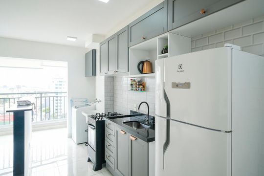 Cozinha de apartamento à venda com 2 quartos, 55m² em Vila Mussolini, São Bernardo do Campo