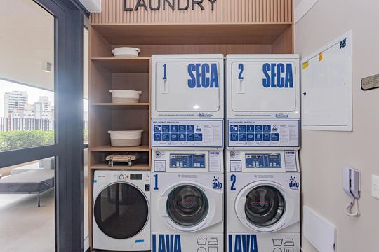 Área comum - Lavanderia de kitnet/studio para alugar com 1 quarto, 29m² em Liberdade, São Paulo