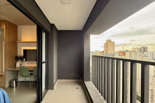 Sacada de kitnet/studio para alugar com 1 quarto, 27m² em Brooklin, São Paulo