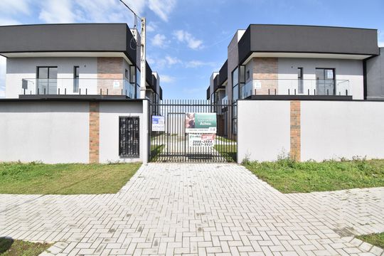 Fachada com Placa de casa de condomínio à venda com 3 quartos, 109m² em Cajuru, Curitiba