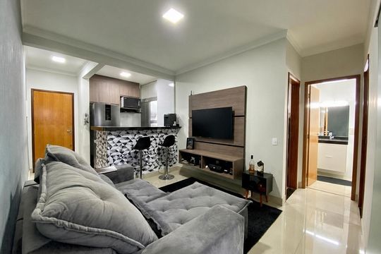 Sala de apartamento para alugar com 2 quartos, 60m² em Olinda, Uberaba