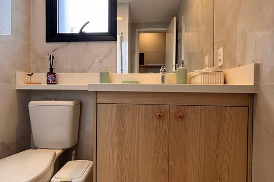 Banheiro de kitnet/studio à venda com 1 quarto, 24m² em Vila Olímpia, São Paulo