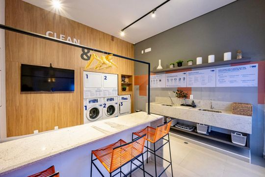 Lavanderia  de kitnet/studio à venda com 1 quarto, 29m² em Vila Clementino, São Paulo