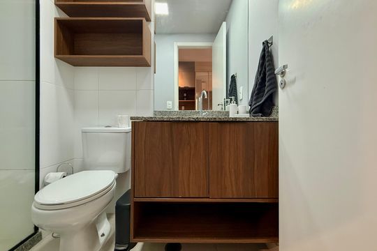 Banheiro  de kitnet/studio à venda com 1 quarto, 29m² em Vila Clementino, São Paulo