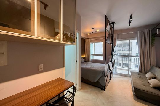 Cozinha  de kitnet/studio à venda com 1 quarto, 29m² em Vila Clementino, São Paulo