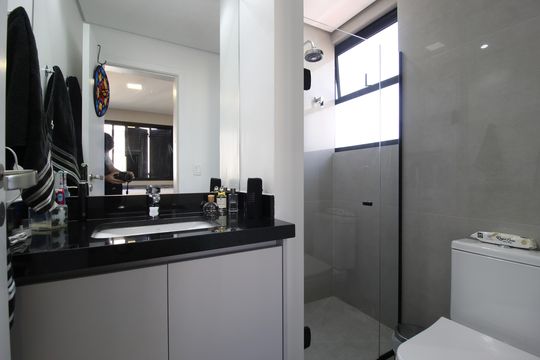 Banheiro da Suíte 1 de apartamento à venda com 3 quartos, 115m² em Vila Olímpia, São Paulo
