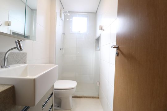 Banheiro Social de apartamento para alugar com 2 quartos, 70m² em Patrimônio, Uberlândia