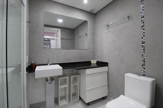 Banheiro de kitnet/studio à venda com 1 quarto, 26m² em Vila Olímpia, São Paulo