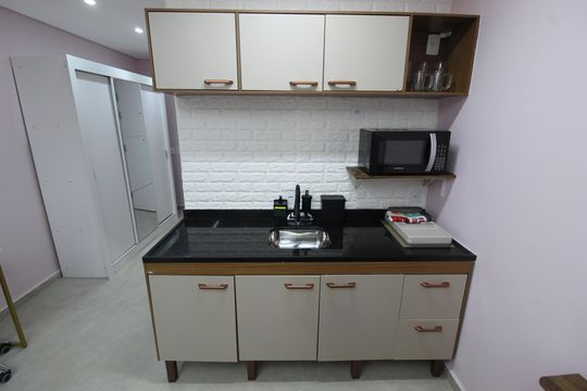 Cozinha de kitnet/studio à venda com 1 quarto, 26m² em Vila Olímpia, São Paulo