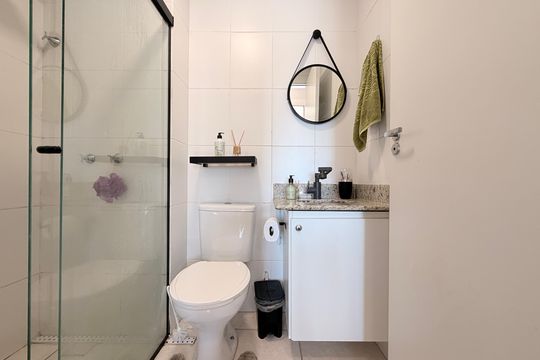 Banheiro Social de apartamento à venda com 2 quartos, 44m² em Ponte Sao Joao, Jundiaí
