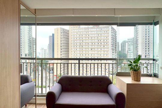 Varanda de kitnet/studio para alugar com 1 quarto, 25m² em Vila Madalena, São Paulo