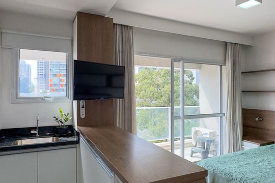 Cozinha de kitnet/studio à venda com 1 quarto, 38m² em Brooklin, São Paulo