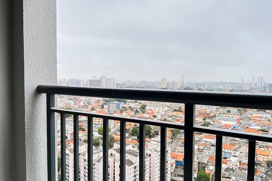 Varanda  de apartamento à venda com 1 quarto, 34m² em Vila Guilhermina, São Paulo