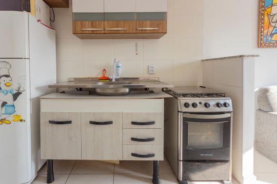 Cozinha de apartamento à venda com 1 quarto, 26m² em Jardim Cidalia, São Paulo
