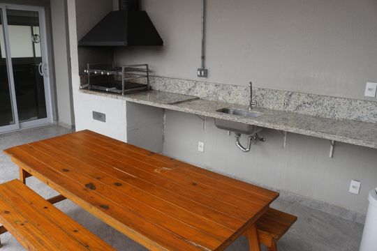 Área comum - Churrasqueira de kitnet/studio para alugar com 1 quarto, 45m² em Boa Vista, São Caetano do Sul