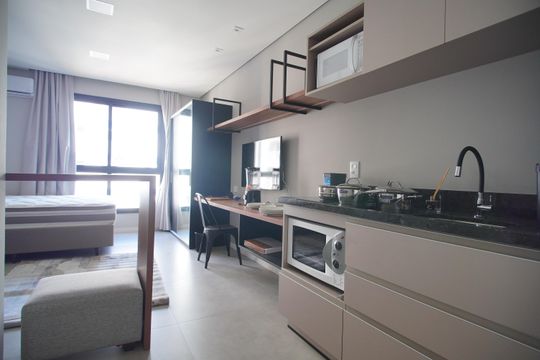 Cozinha de kitnet/studio para alugar com 1 quarto, 25m² em Vila Nova, Novo Hamburgo