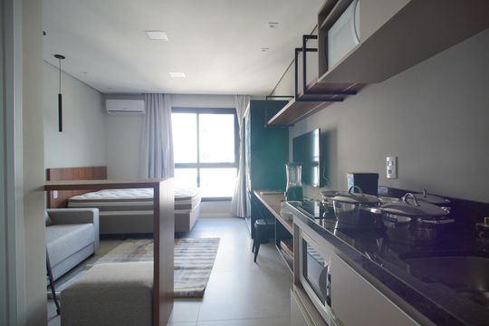 Cozinha de kitnet/studio para alugar com 1 quarto, 25m² em Vila Nova, Novo Hamburgo