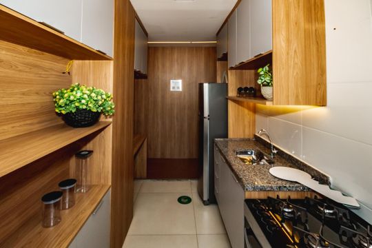 Cozinha de apartamento à venda com 2 quartos, 50m² em São Damião, Belo Horizonte