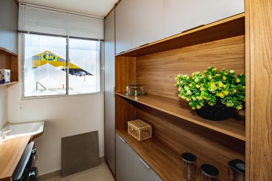 Cozinha e Área de Serviço de apartamento à venda com 2 quartos, 50m² em São Damião, Belo Horizonte