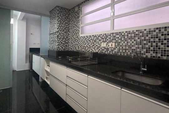 Cozinha Americana de apartamento para alugar com 2 quartos, 87m² em Gonzaga, Santos