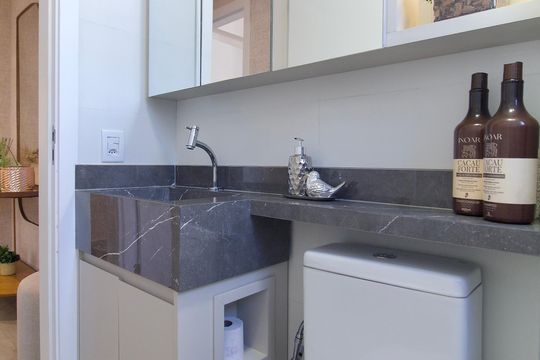 Banheiro Social de apartamento à venda com 3 quartos, 79m² em Castelo, Belo Horizonte