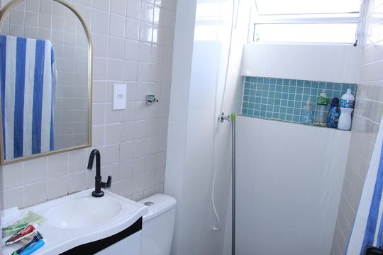 Banheiro de kitnet/studio à venda com 1 quarto, 29m² em Campos Elíseos, São Paulo