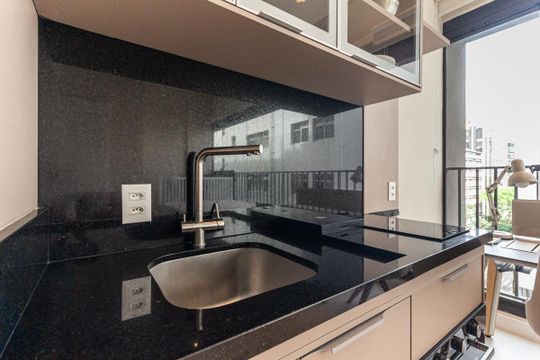 Cozinha de kitnet/studio para alugar com 1 quarto, 32m² em Higienópolis, São Paulo