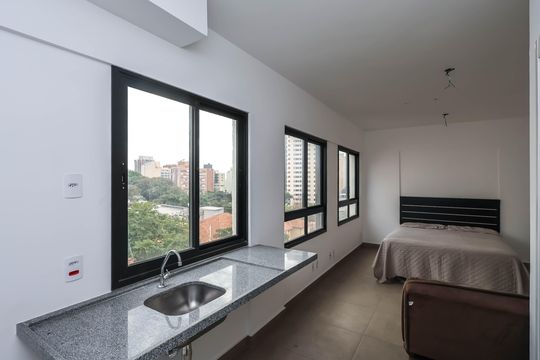 Quarto e Cozinha de kitnet/studio à venda com 1 quarto, 24m² em Vila Mariana, São Paulo