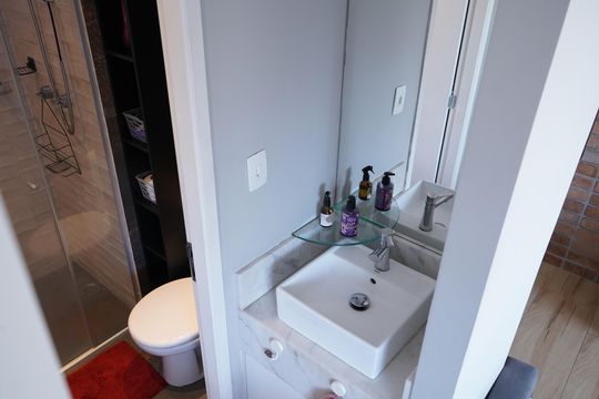 Banheiro de kitnet/studio à venda com 1 quarto, 38m² em Tatuapé, São Paulo
