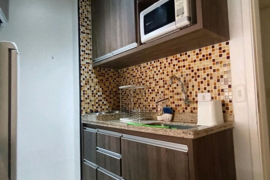 Cozinha de apartamento para alugar com 1 quarto, 35m² em Panamby, São Paulo