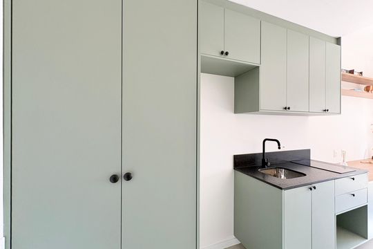 Cozinha de kitnet/studio à venda com 1 quarto, 26m² em Vila Primavera, São Paulo