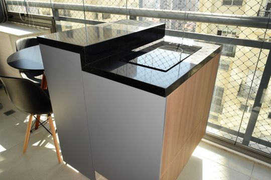 Varanda/Cozinha de kitnet/studio para alugar com 1 quarto, 31m² em Sumarezinho, São Paulo