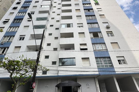 Fachada do Prédio de apartamento para alugar com 1 quarto, 44m² em Vila Jaguara, São Vicente